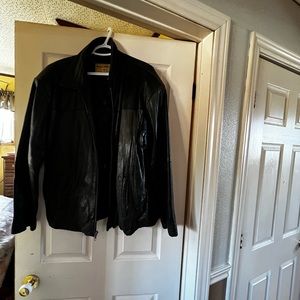 Men’s black leather jacket